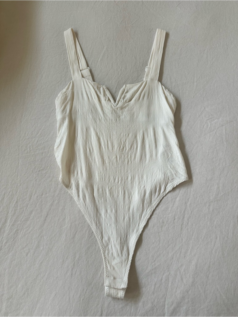 Free People Women's Cream Linen Bodysuit